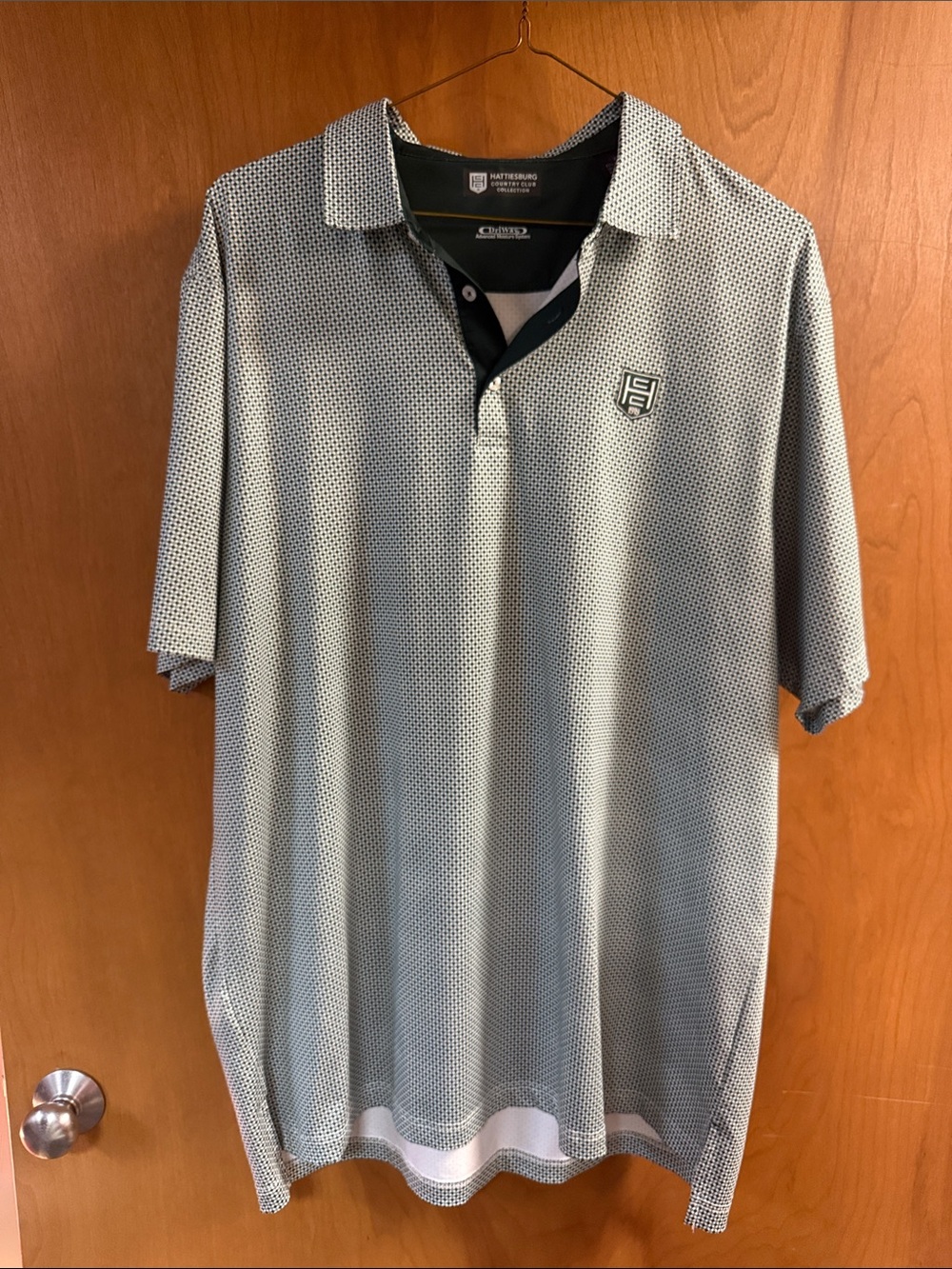 Men's Light Gray Micro-Pattern Polo with Contrast Placket